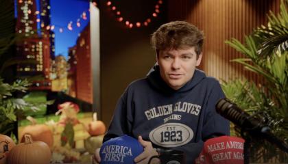 Fuentes with MAGA and America First hats