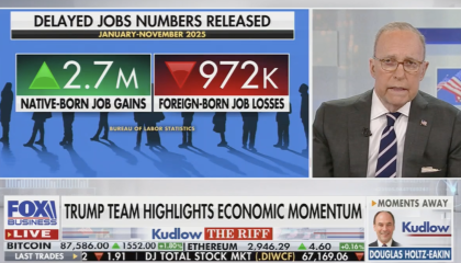 Fox Business host Larry Kudlow boasts of job losses among foreign-born workers