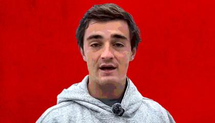 Nick Shirley on a red background