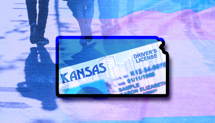 Silhouette of Kansas with driver's license 