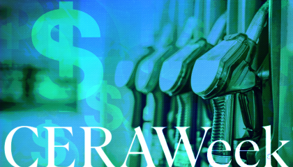 Gas station with money signs 