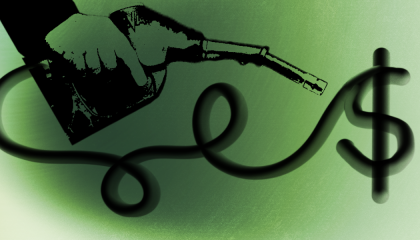 gas nozzle with money sign 