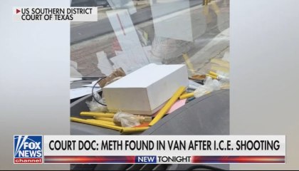 Chyron reading: “Court doc: Meth found in van after I.C.E. shooting"