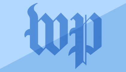 Washington Post logo with blue background