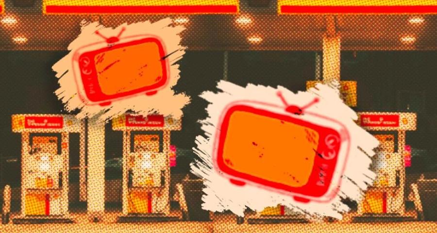 TV screen over gas pumps