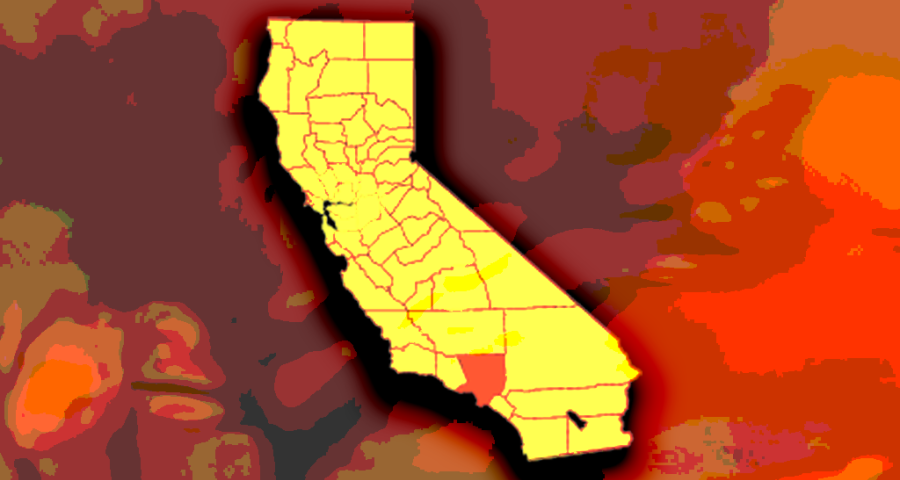 yellow outline of the state of California 