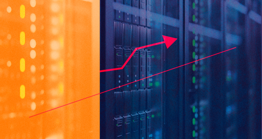 servers with red arrow going up 