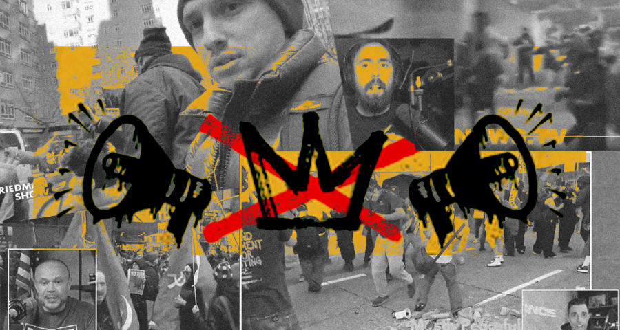 Images from protests and the "No Kings" logo