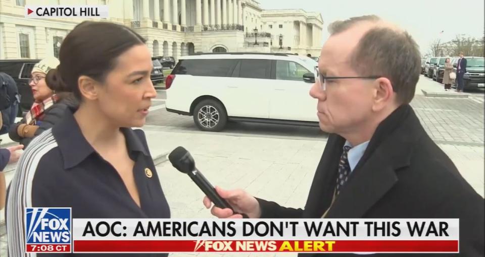aoc discussing iran war on fox news 3/19/26