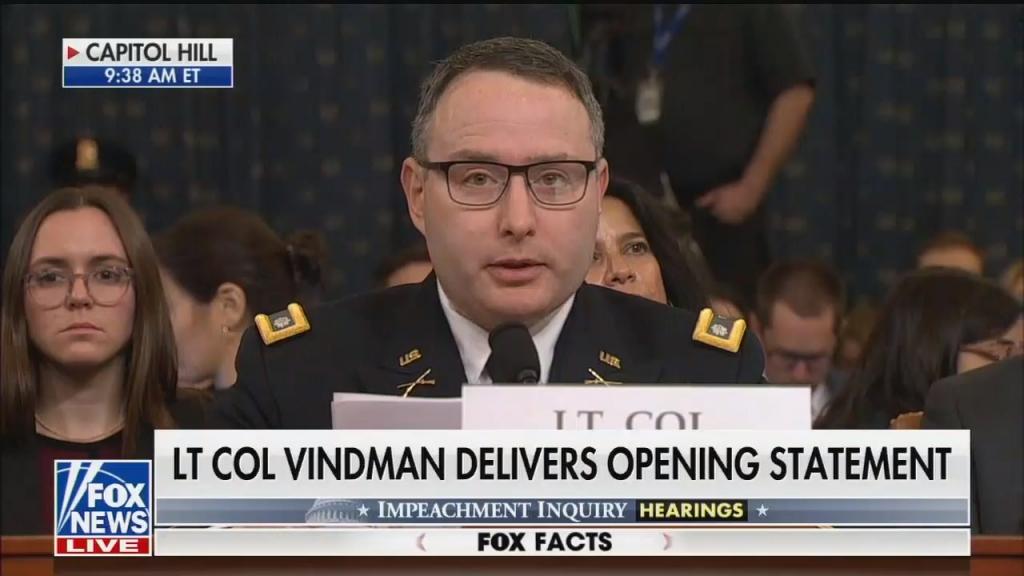 Lt Col. Vindman testifying
