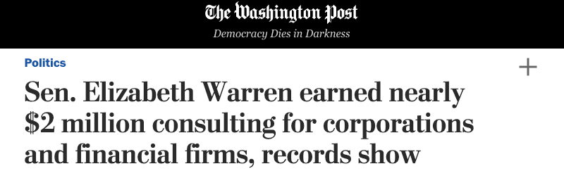 Sen. Elizabeth Warren earned nearly $2 million consulting for corporations and financial firms, records show