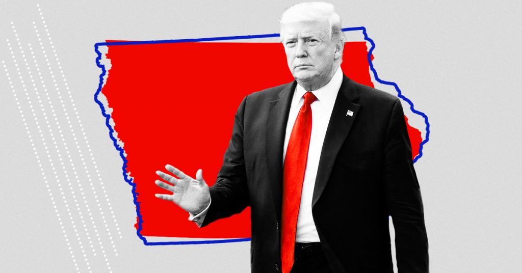 An image of Trump and Iowa