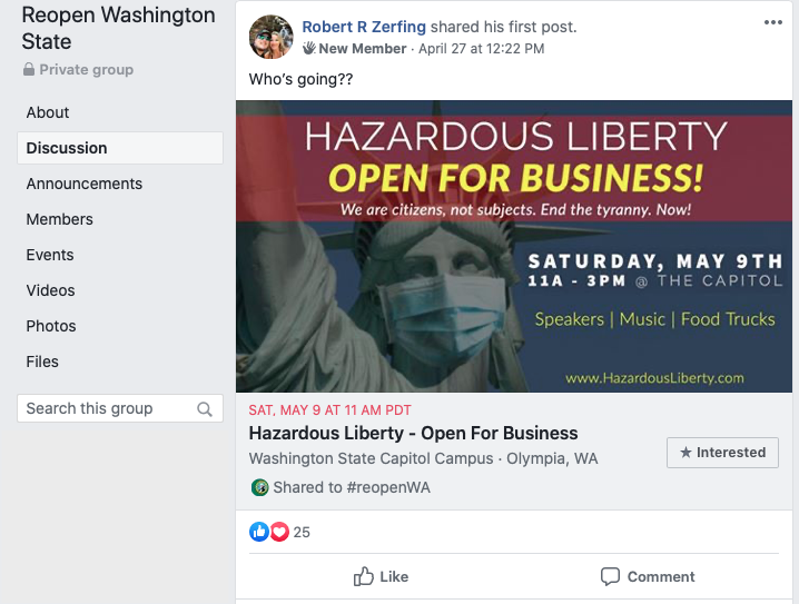 Image of a post in a Facebook group