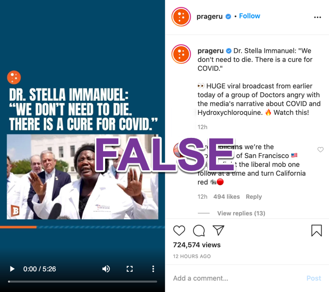 PragerU Instagram coronavirus video