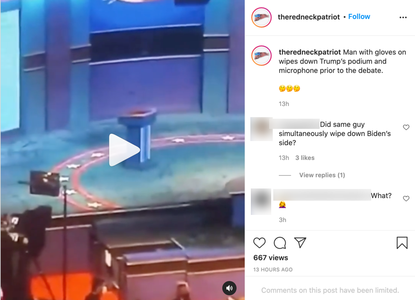 Trump debate coronavirus Instagram