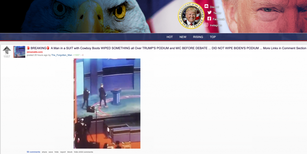 Trump debate coronavirus The Donald dot win