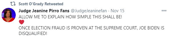 An image of Scott O'Grady retweeting a claim about Joe Biden and the Supreme Court
