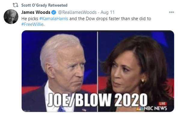 An image of Scott O'Grady retweeting an attack on Kamala Harris