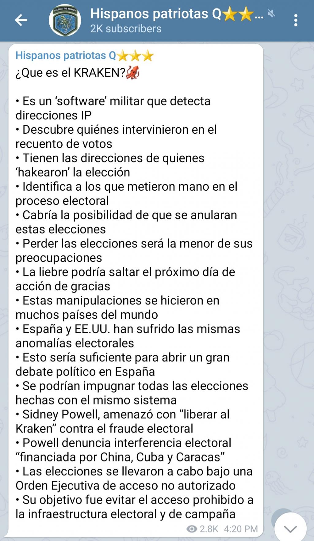 Telegram QAnon Kraken