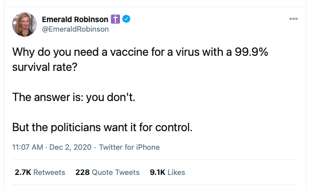 screen grab - emerald robinson tweet
