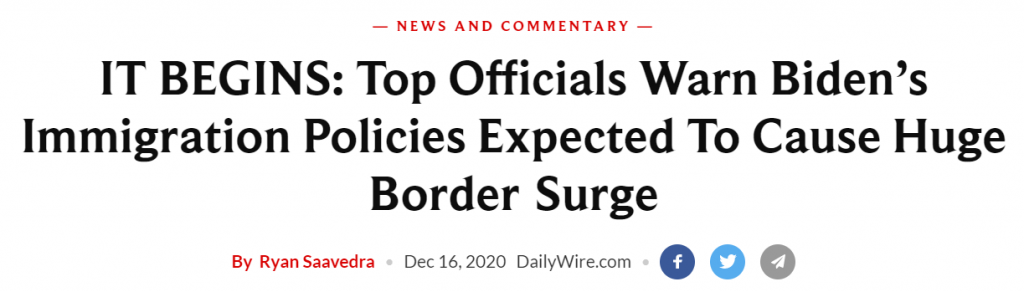 Daily Wire headline immigration