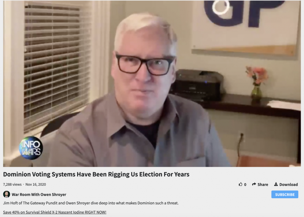 Jim Hoft talks about Dominion on Infowars