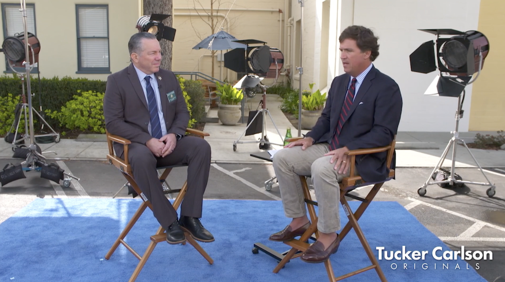LA County Sheriff Alex Villanueva with Fox host Tucker Carlson