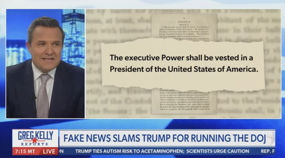Newsmax screenshot on president being chief law enforcement officer