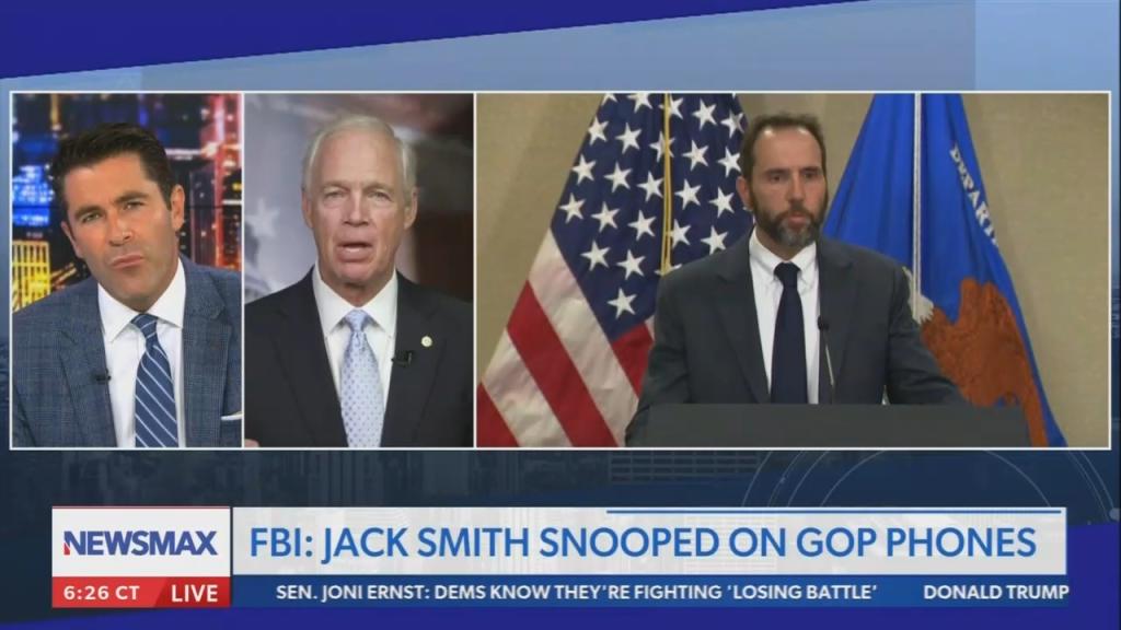 Newsmax screenshot on Jack Smith spying 