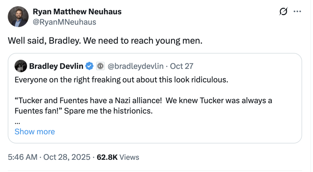 Well said, Bradley. We need to reach young men.