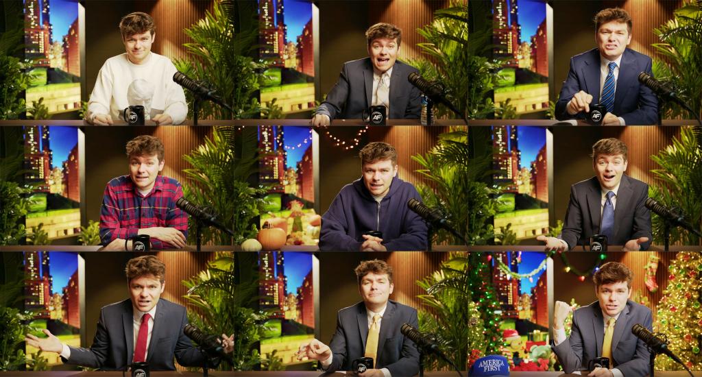 collage of screenshots from Nick Fuentes' show on Rumble