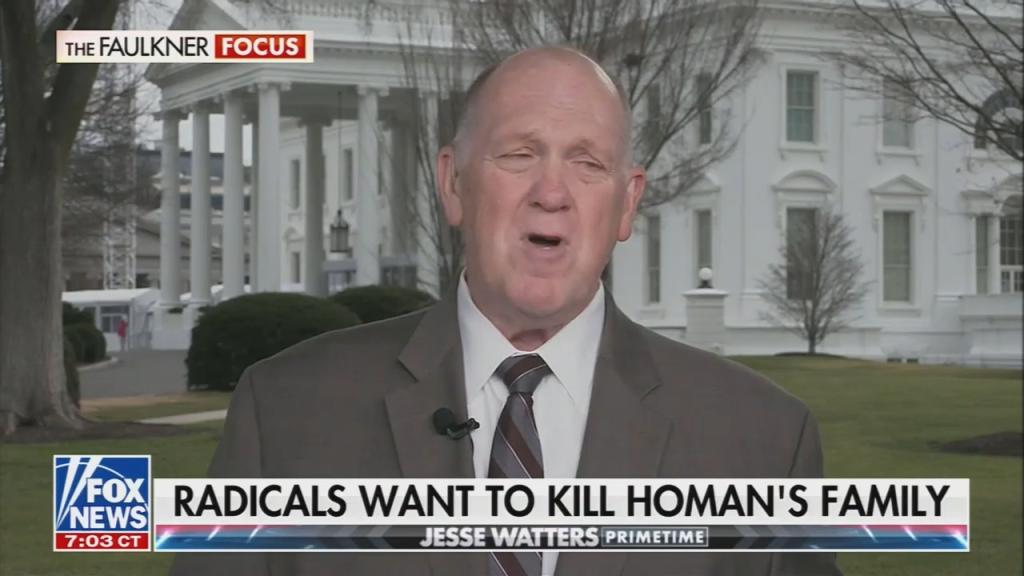 Chyron reads: “Radicals want to kill Homan’s family”