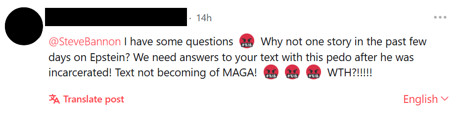 Gettr post about Steve Bannon and Epstein