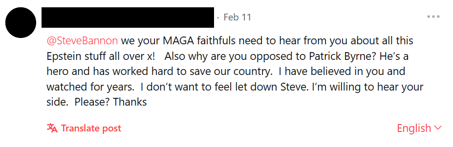 Gettr post on Bannon and Epstein 