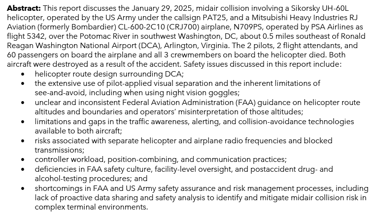 Screenshot of report on plane crash