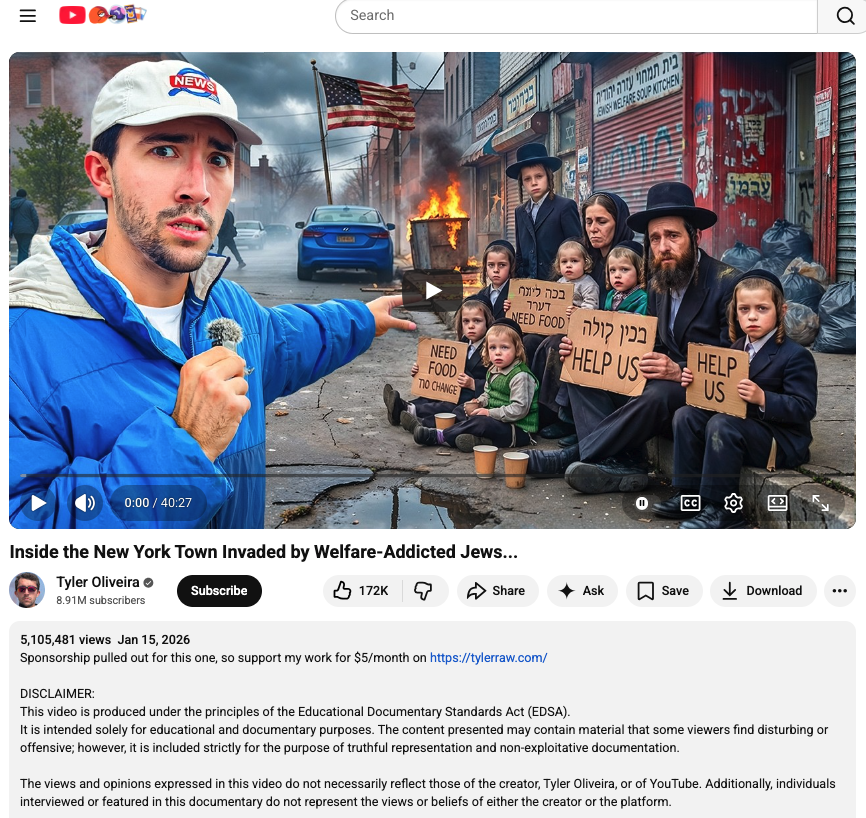 Video title: Inside the New York town invaded by welfare-addicted Jews