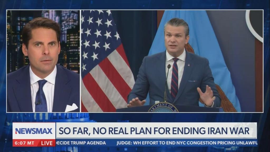 Newsmax chyron: So far, no real plan for ending Iran War