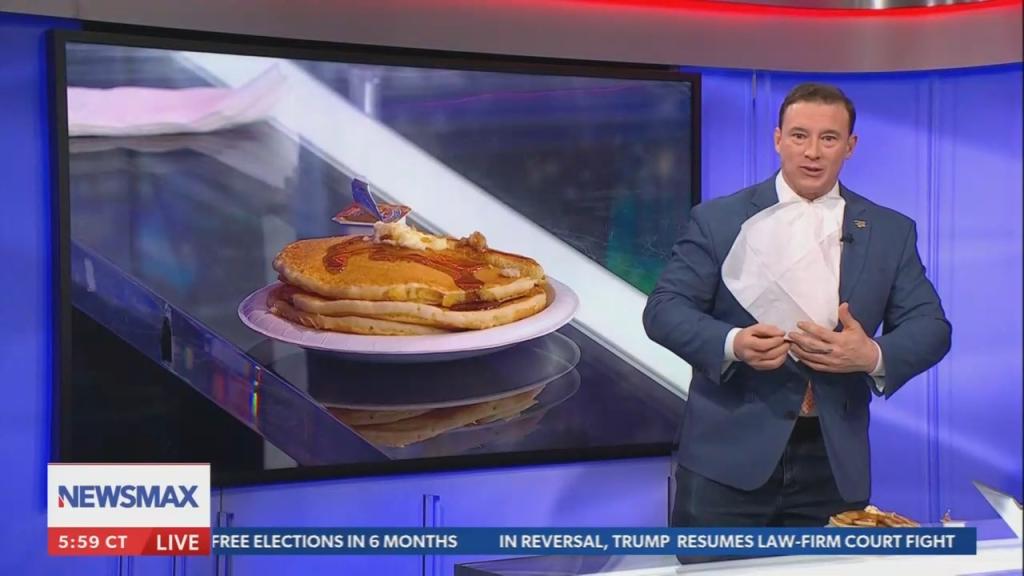 Newsmax's Carl Higbie eating pancakes