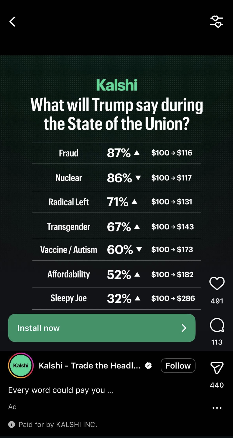 Kalshi Instagram ad
