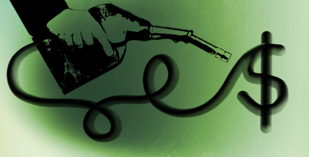 gas nozzle with money sign 