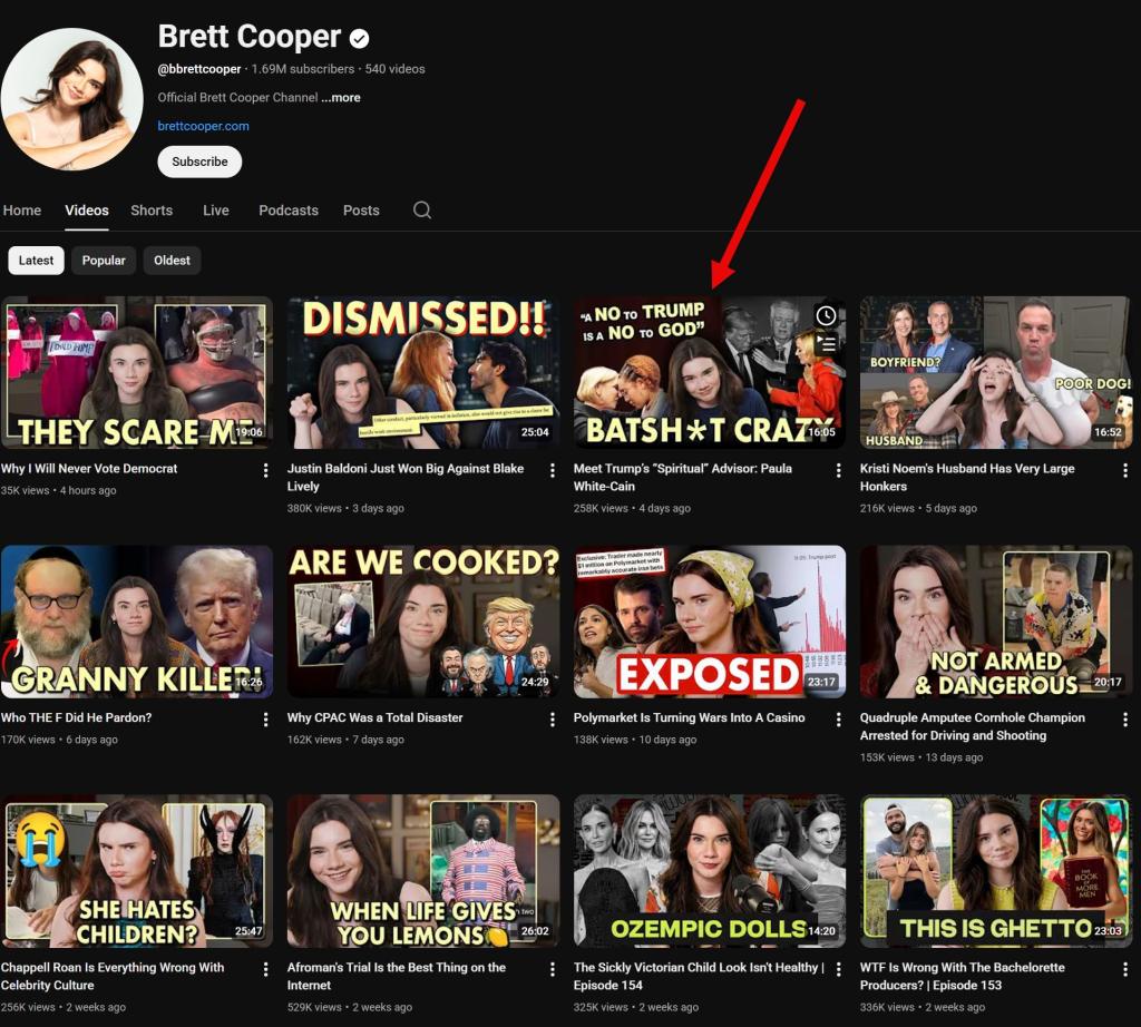 Brett Cooper's video list from YouTube_accessed 4/7/26