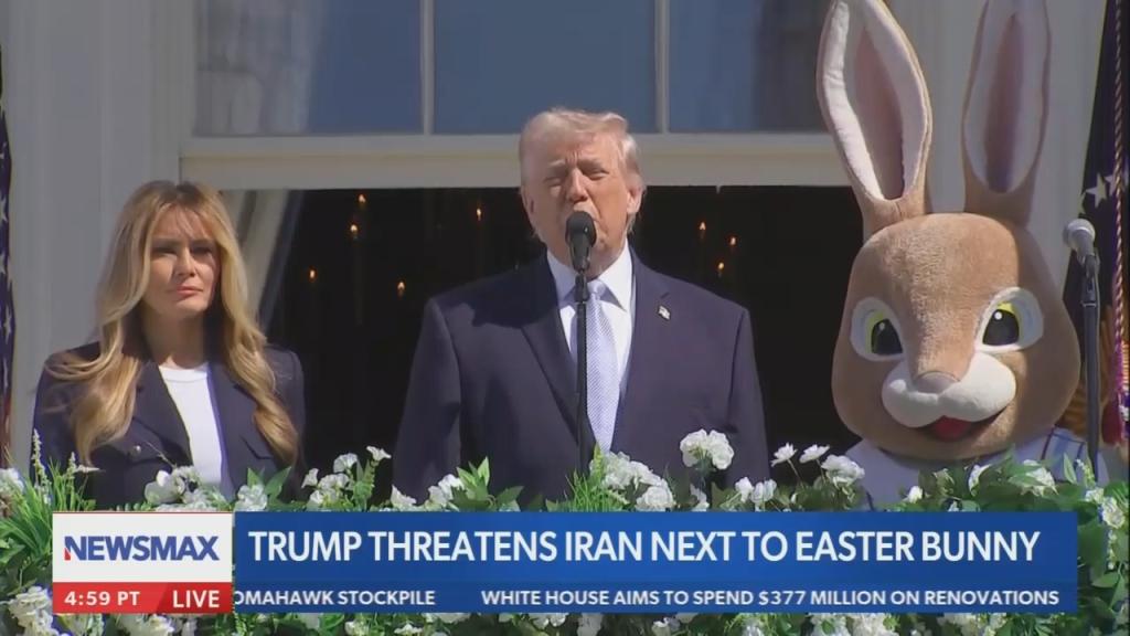 Trump threatens Iran next to Easter bunny