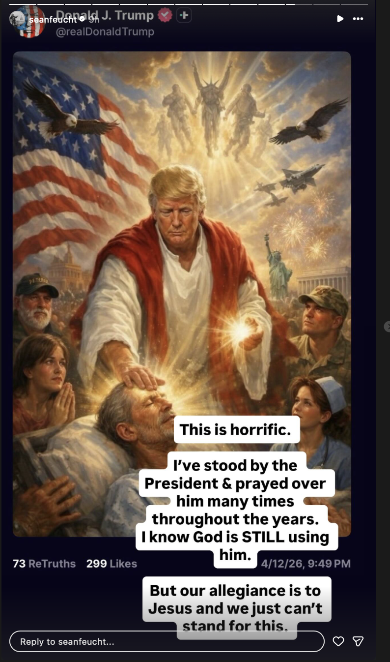 Sean Feucht trump post criticism