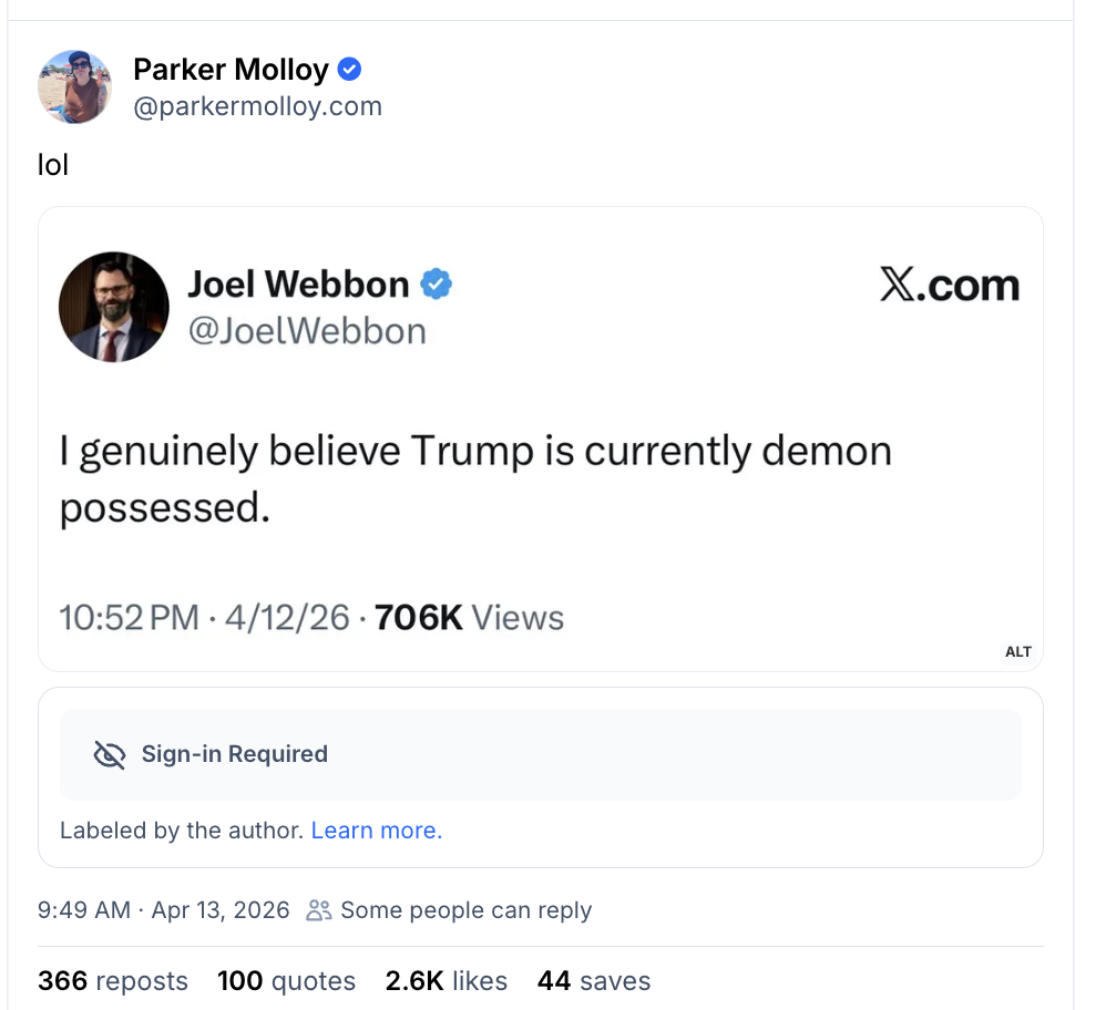 joel webbon trump jesus post