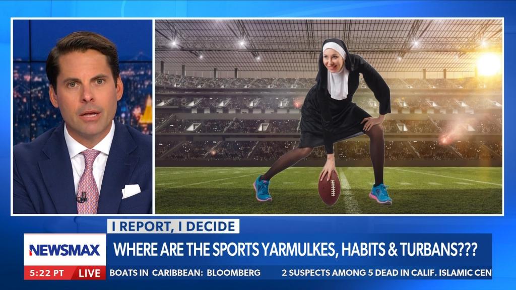 Newsmax screenshot on sports clothes