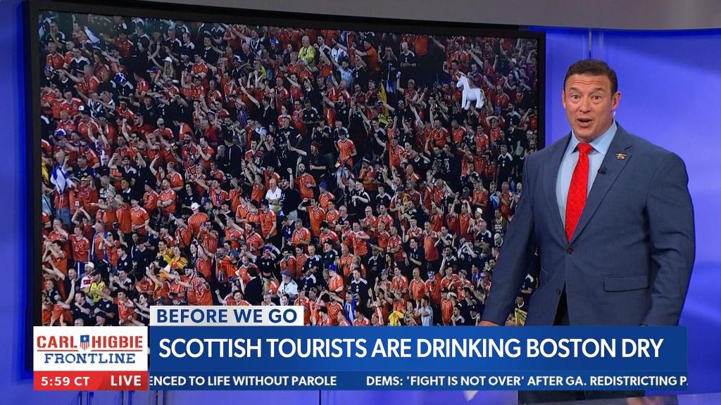 Newsmax chyron on Scottish tourists