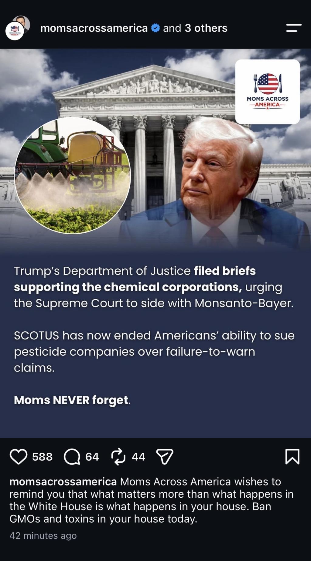 Instagram post with Trump image
